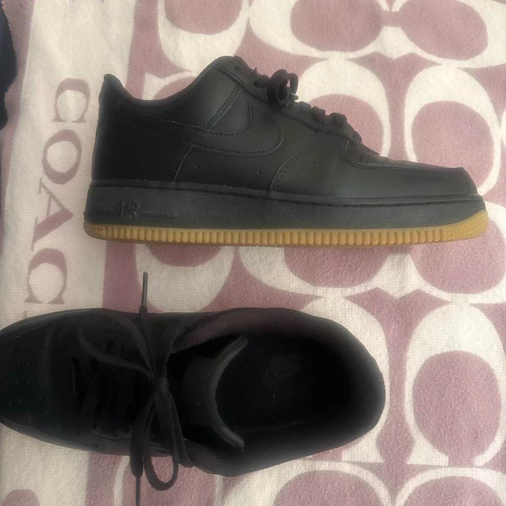 Nike Black and Gum Sole Air Force One Sneakers - Picture 6 of 10